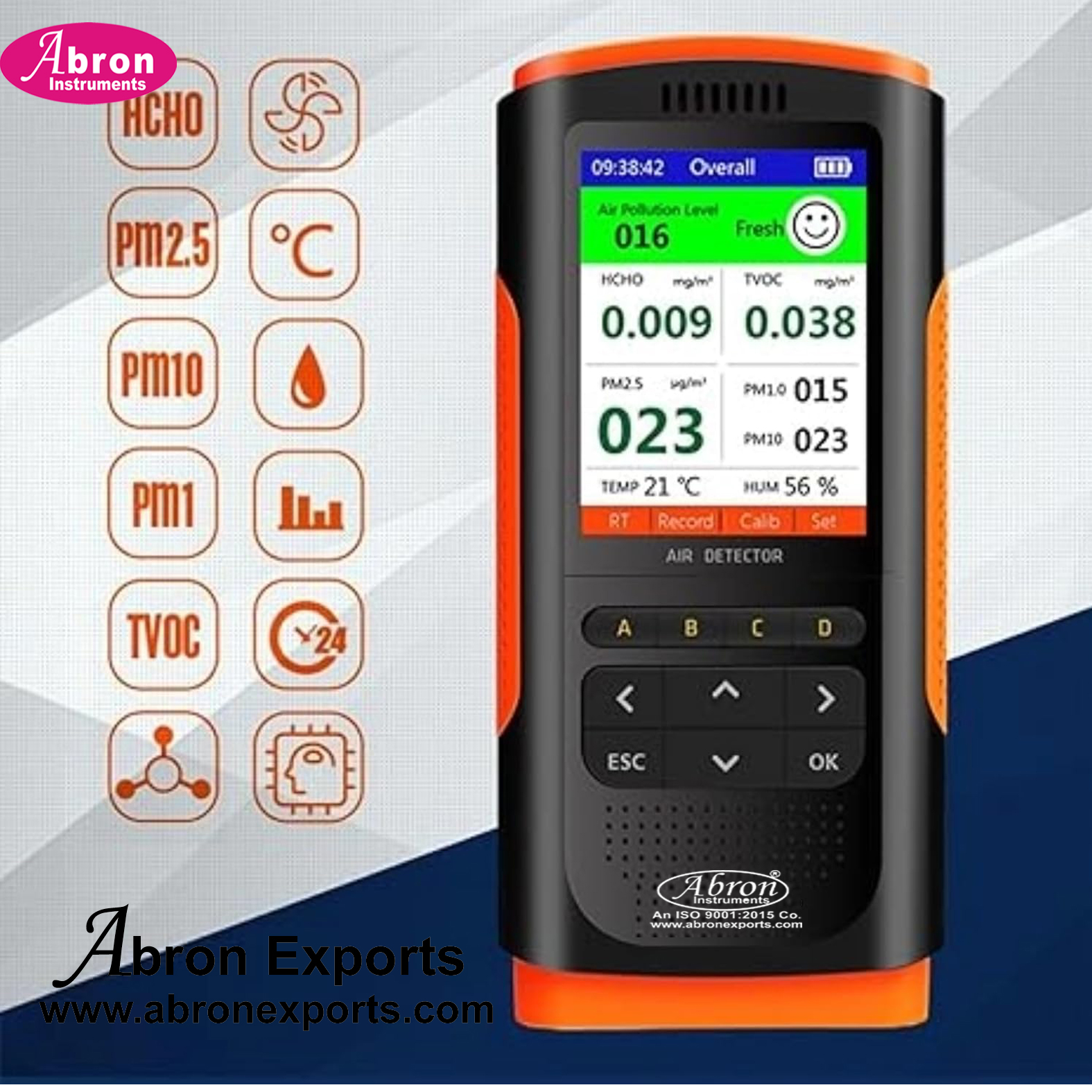 Air Quality Monitor 8 In 1 Pollution Detector Meter HCHO TVOC PM2.5-1.0-10 Temperature Humidity Real Time Data Abron AM-133AQ8H